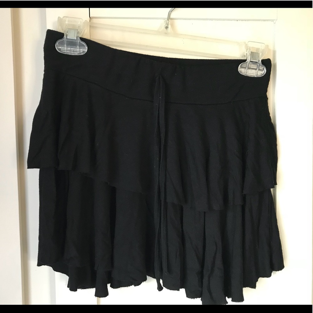 Black flowy layered miniskirt